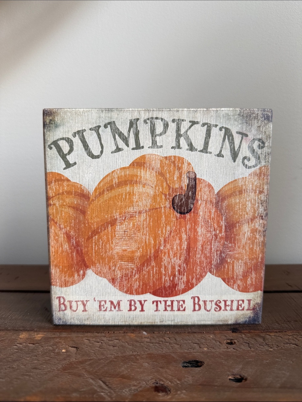 Orange Pumpkins Wall Sign - Rustic Home Wall Decor